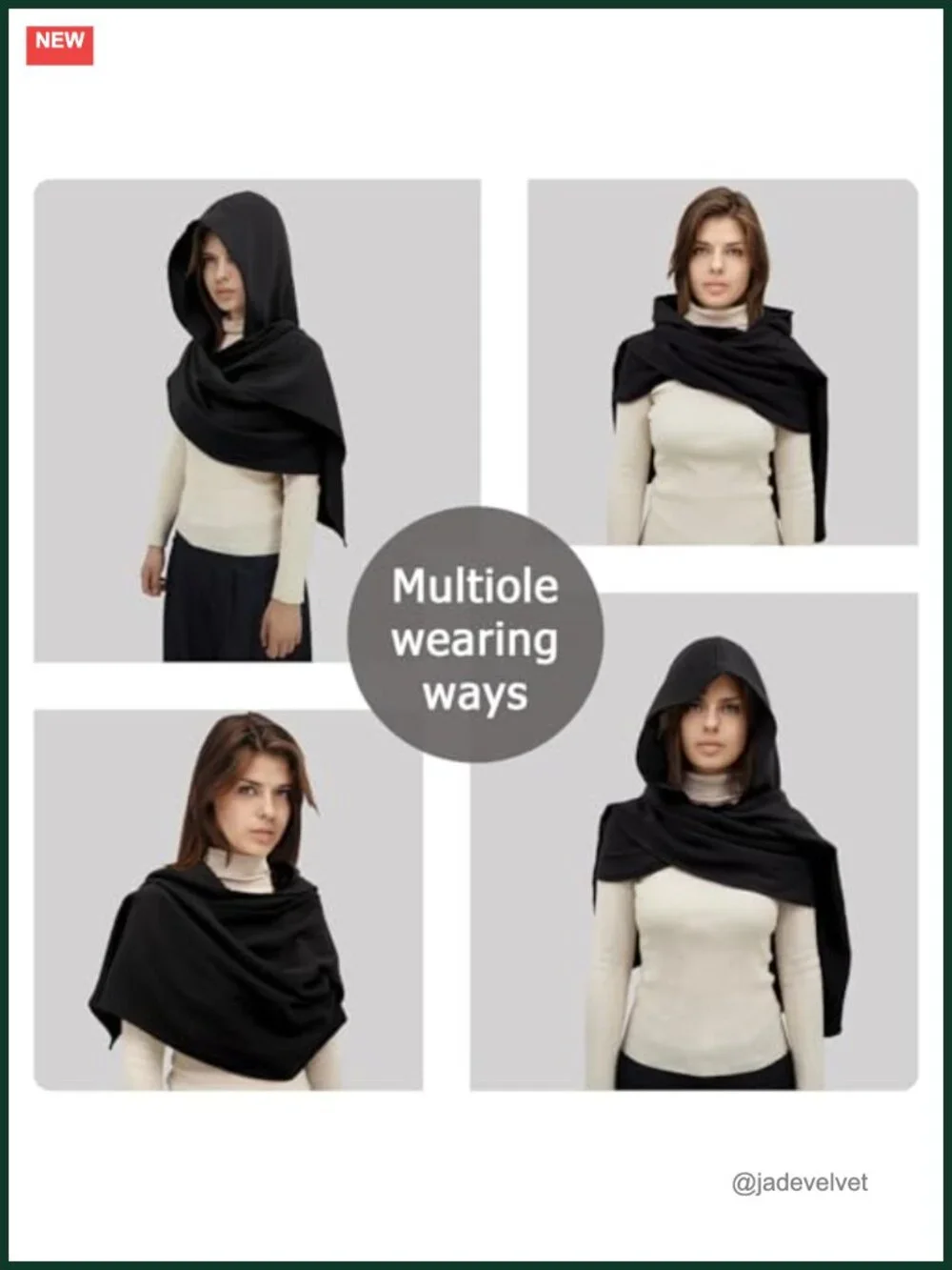 Medieval Hooded Cape Scarf Linen Cotton Shawl Wrap